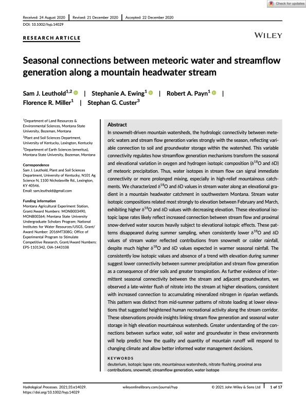 Hydrologic partitioning of precipitation in mountain headwaters