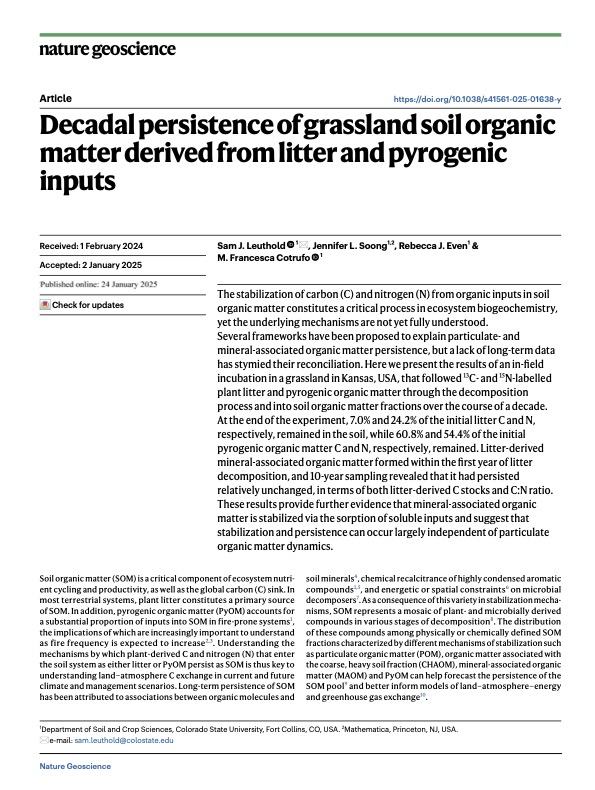 Mechanistic evidence for different decadal SOM persistence pathways